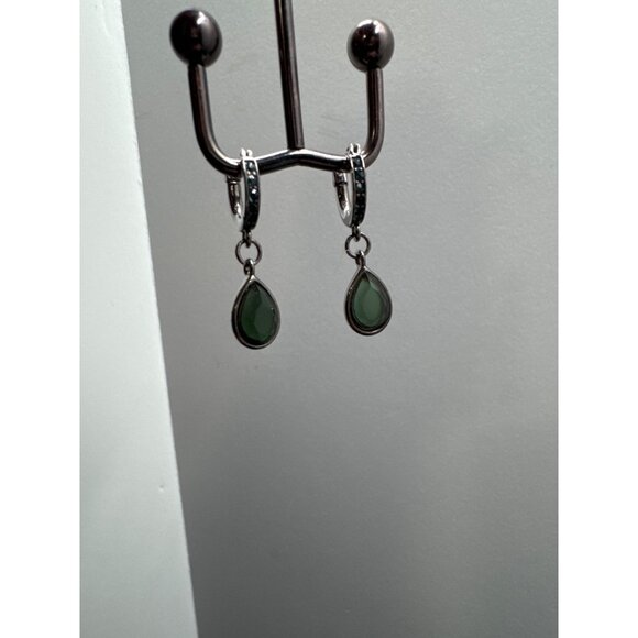 Alex & Ani Earrings Sterling Silver Hoops With Swarovski Tear Drop Crystal Drops - Picture 7 of 10